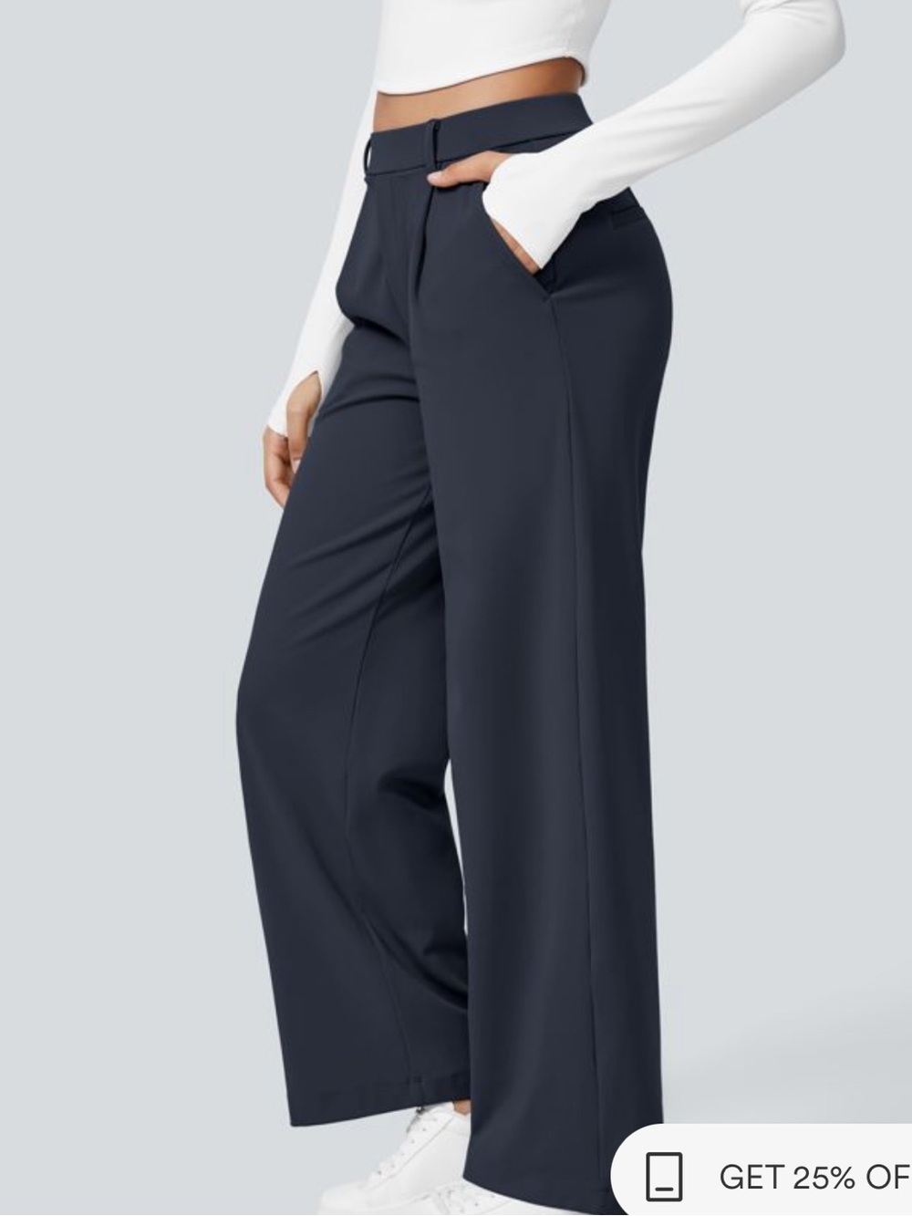Halara Flexl DayStretch High Waisted Pocket Straight Leg Work Pants Medium Navy - Picture 4 of 10